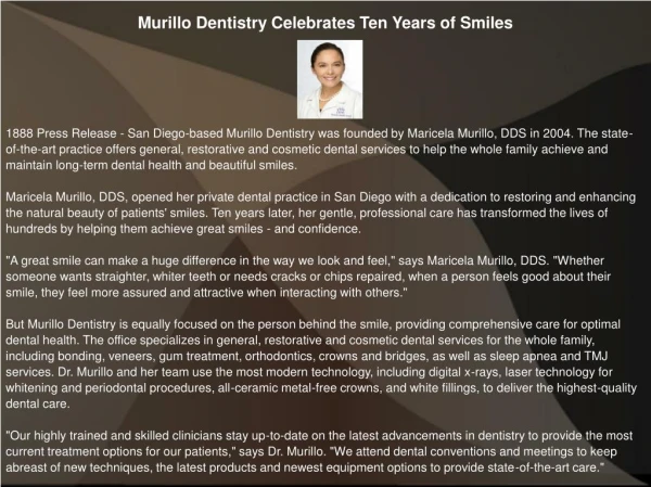 Murillo Dentistry Celebrates Ten Years of Smiles