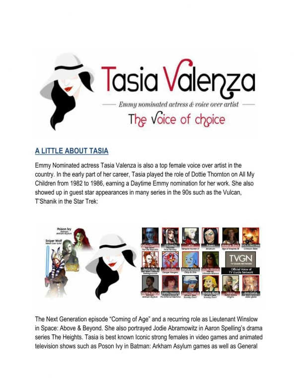 Tasia valenza voice over artist