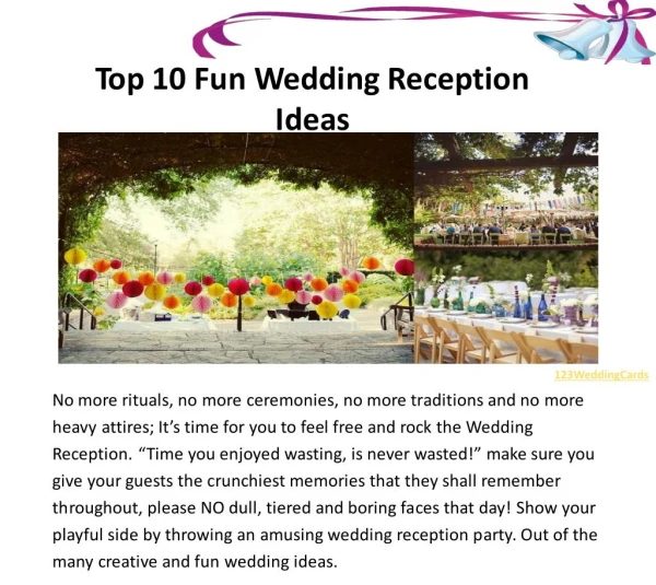Top 10 Fun Wedding Reception Ideas