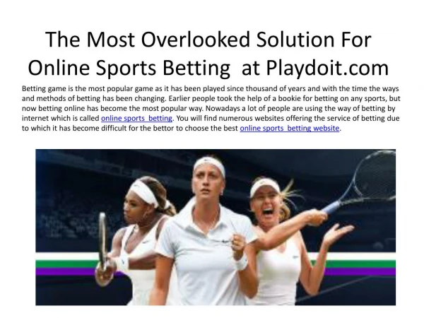 The Most Overlooked Solution For online sports betting at Pl