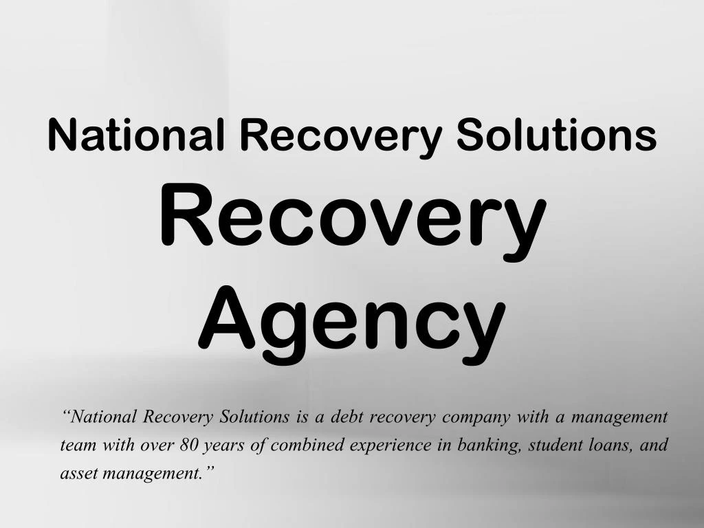 national recovery solutions recovery agency