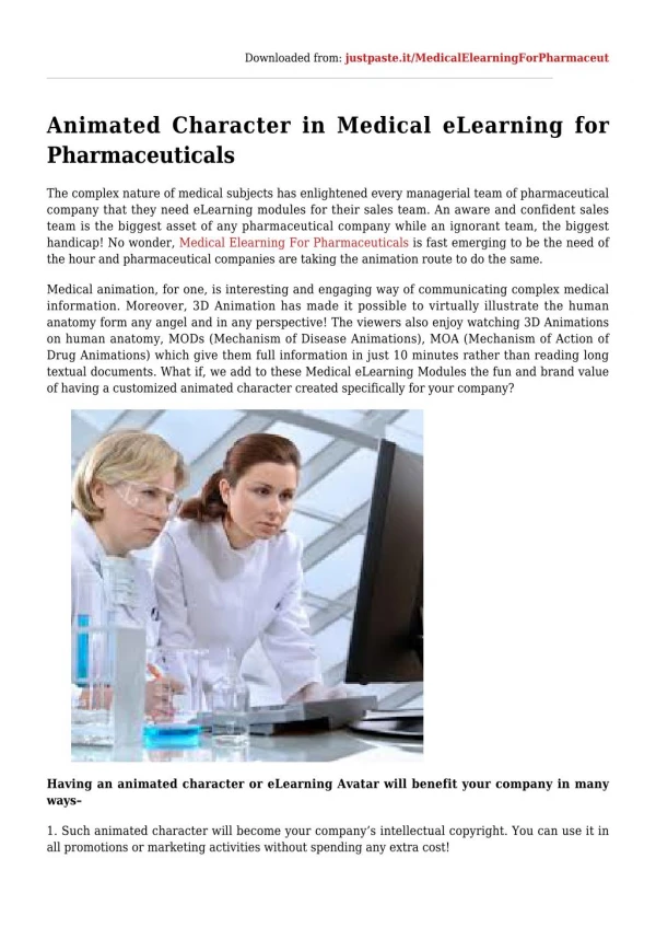  Animated Character in Medical eLearning for Pharmaceuticals