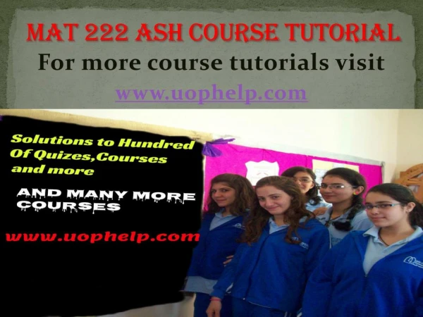 MAT 222 ash Courses/ uophelp