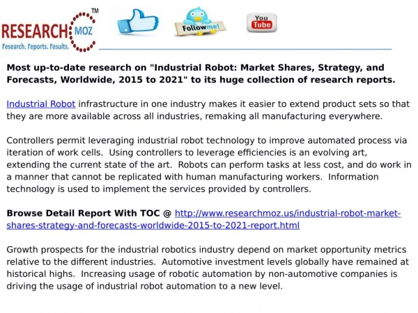 Industrial Robot: Market Shares, Strategy, and Forecasts, Wo