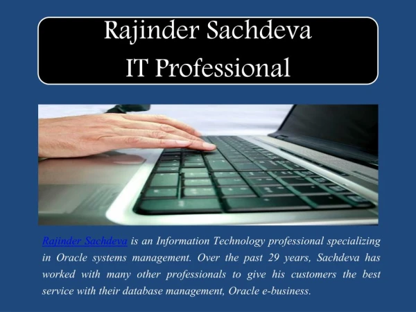 Rajinder Sachdeva IT Professional