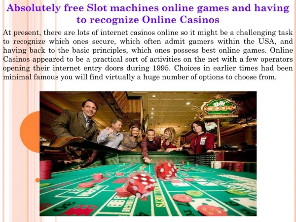 Absolutely free Slot machines online games and having to rec