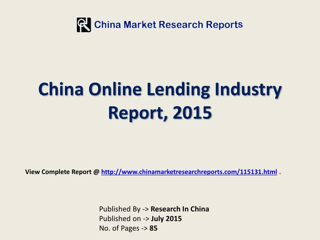 china online lending industry report 2015