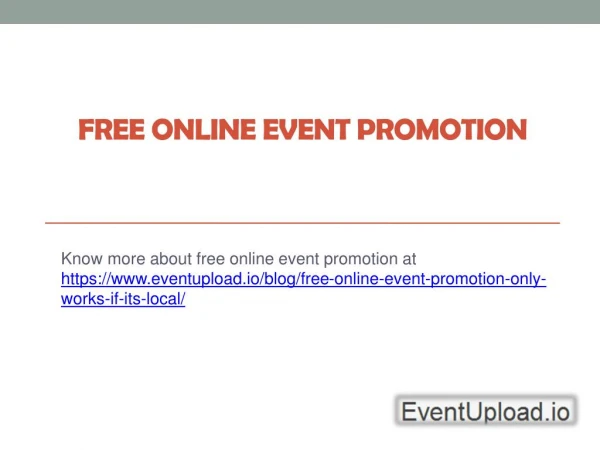 Free Online Event Marketing - Eventupload.io