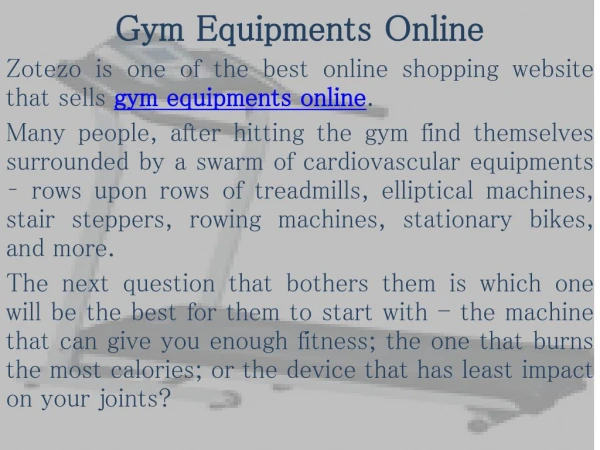 Fitness Equipment Online