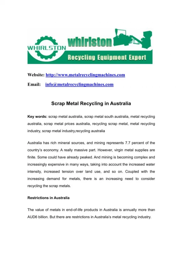 Scrap Metal Recycling in Australia