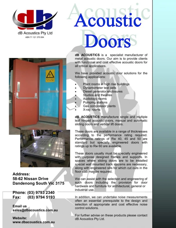 Acoustic Doors | Sound Proof Doors Melbourne - dB Acoustics