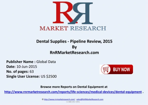 Dental Supplies Comparative Analysis Pipeline Review, 2015