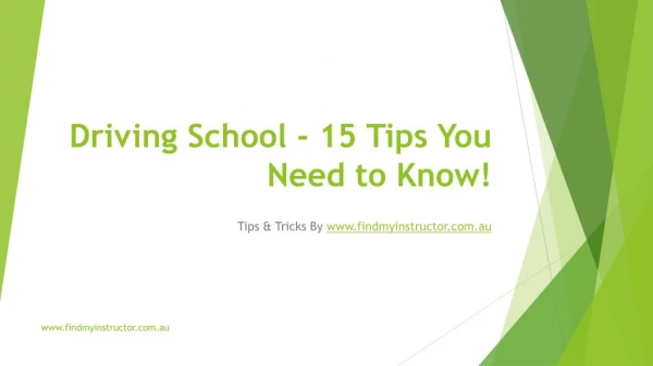 Compare Driving School, Driving Instructor or Driving Lessons At One Place@ www.findmyinstructor.com.au