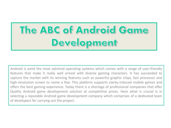 The ABC of Android Game Development