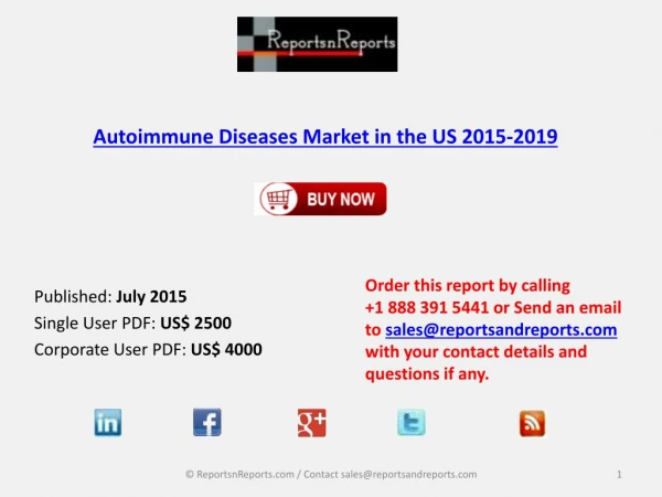 US Autoimmune Diseases Industry 2015-2019: Market Analysis and Overview