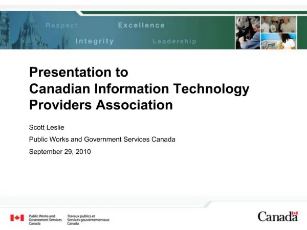 Presentation to Canadian Information Technology Providers Association