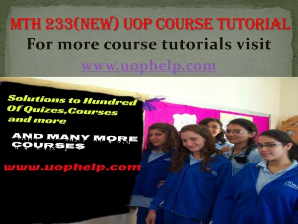 MTH 233(new) uop Courses/ uophelp