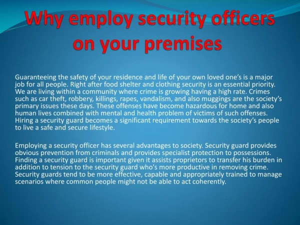 Why employ security officers on your premises