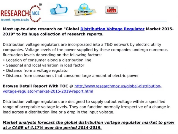 Global Distribution Voltage Regulator Market 2015-2019