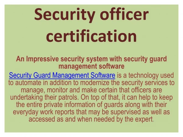 Security officer certification