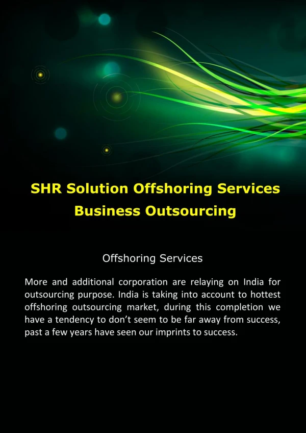 SHR Solution Offshoring Services