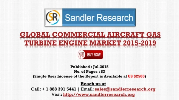 World Commercial Aircraft Gas Turbine Engine Market Research Report 2015 – 2019