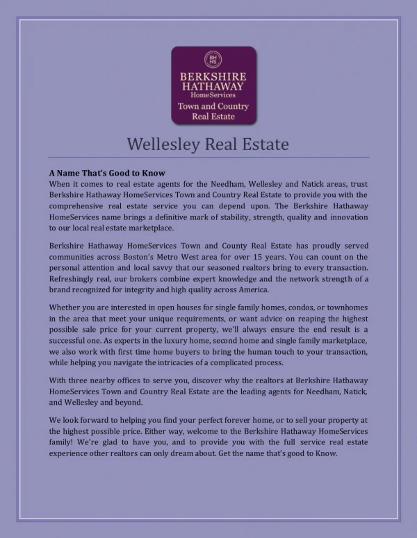 Wellesley Real Estate