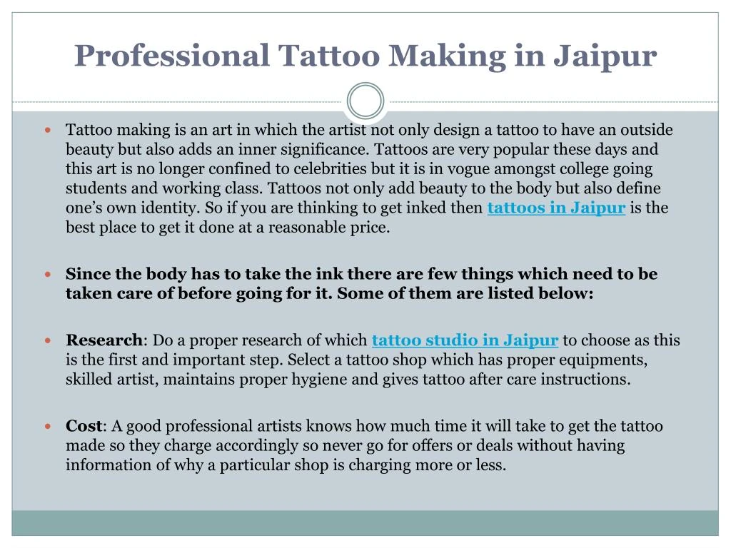 professional tattoo making in jaipur