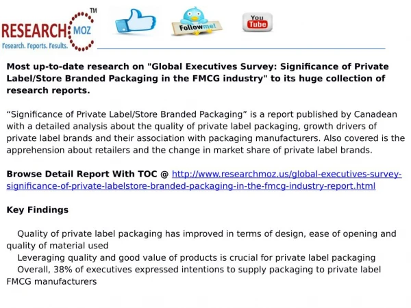 Global Executives Survey: Significance of Private Label/Store Branded Packaging in the FMCG industry