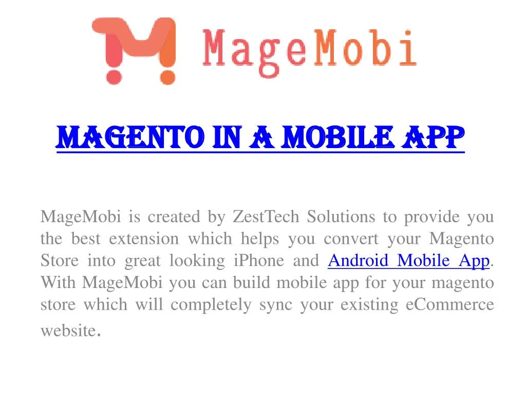 magento in a mobile app