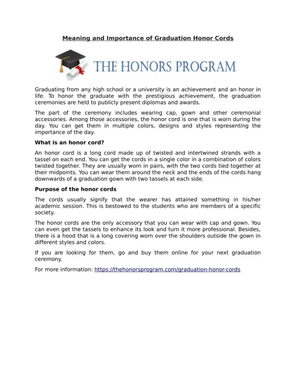 Meaning and Importance of Graduation Honor Cords