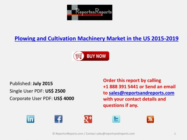 Plowing and Cultivation Machinery Market in the US 2015-2019