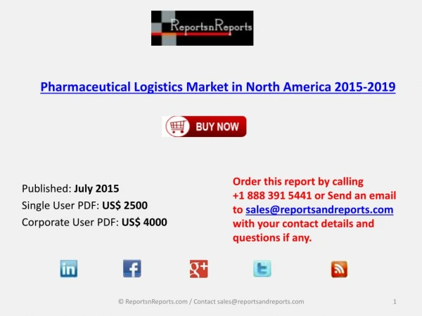 Pharmaceutical Logistics Market in North America 2015-2019