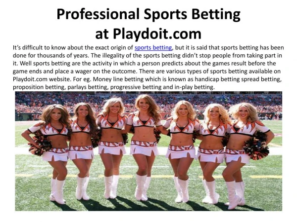Professional Sports Betting at Playdoit.com