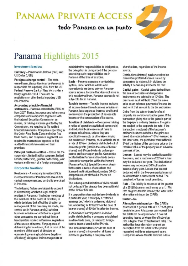 tax panama 2015