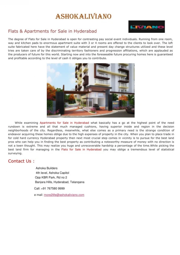 Flats for Sale in Hyderabad.