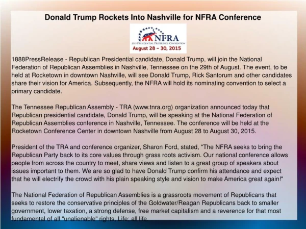 Donald Trump Rockets Into Nashville for NFRA Conference