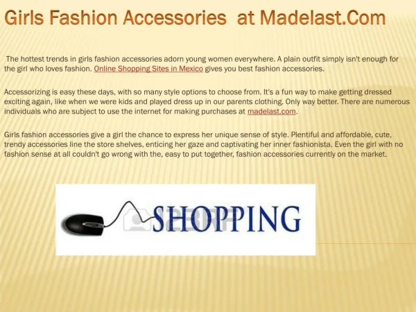 Girls Fashion Accessories at Madelast.Com.