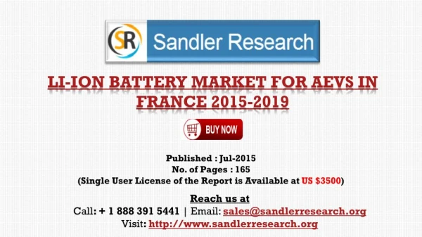 France – Li-ion Battery Market for AEVs Growth 2015 – 2019