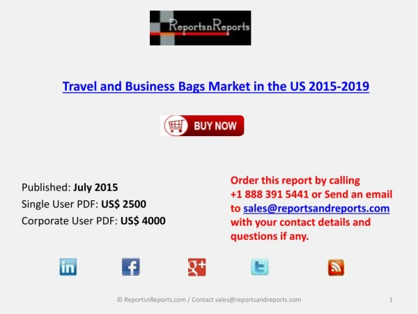 Travel and Business Bags Market in the US 2015-2019