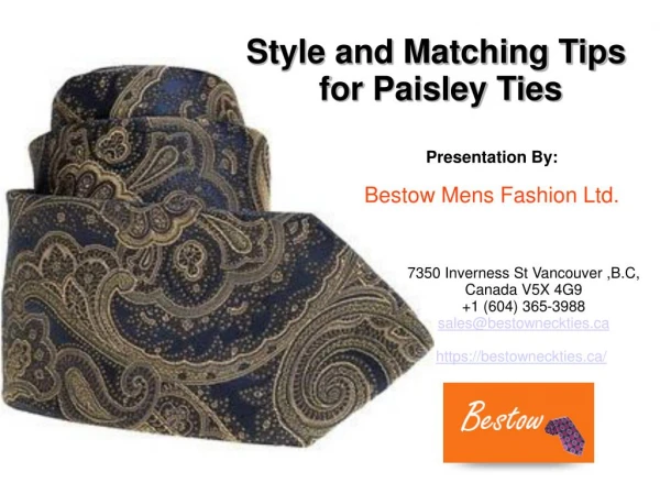 Style and Matching Tips for Paisley Ties