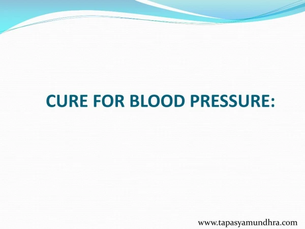 CURE FOR BLOOD PRESSURE