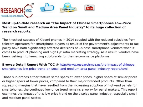 The Impact of Chinese Smartphones Low-Price Trend on Small and Medium Area Panel Industry