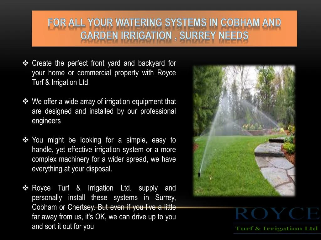 for all your watering systems in cobham and garden irrigation surrey needs