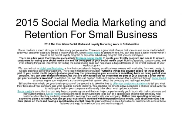 Social Media Marketing For Business Growth In 2015