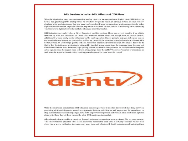 Get Best Dish TV HD Services & Plans, Packs in India Online
