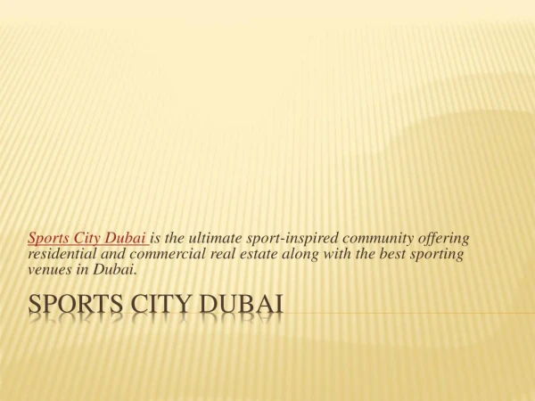 Sports city Dubai Property For Sale