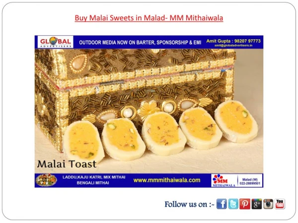 Buy Malai Sweets in Malad- MM Mithaiwala
