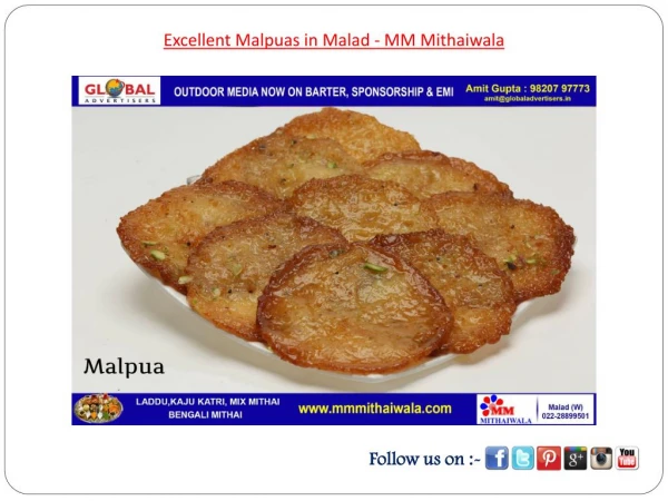 Excellent Malpuas in Malad - MM Mithaiwala