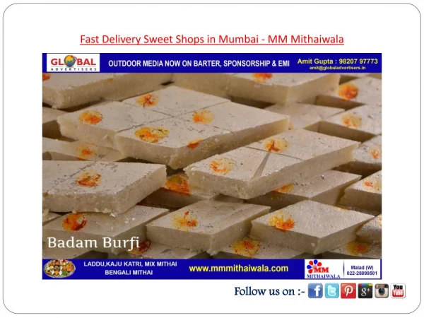 Fast Delivery Sweet Shops in Mumbai - MM Mithaiwala